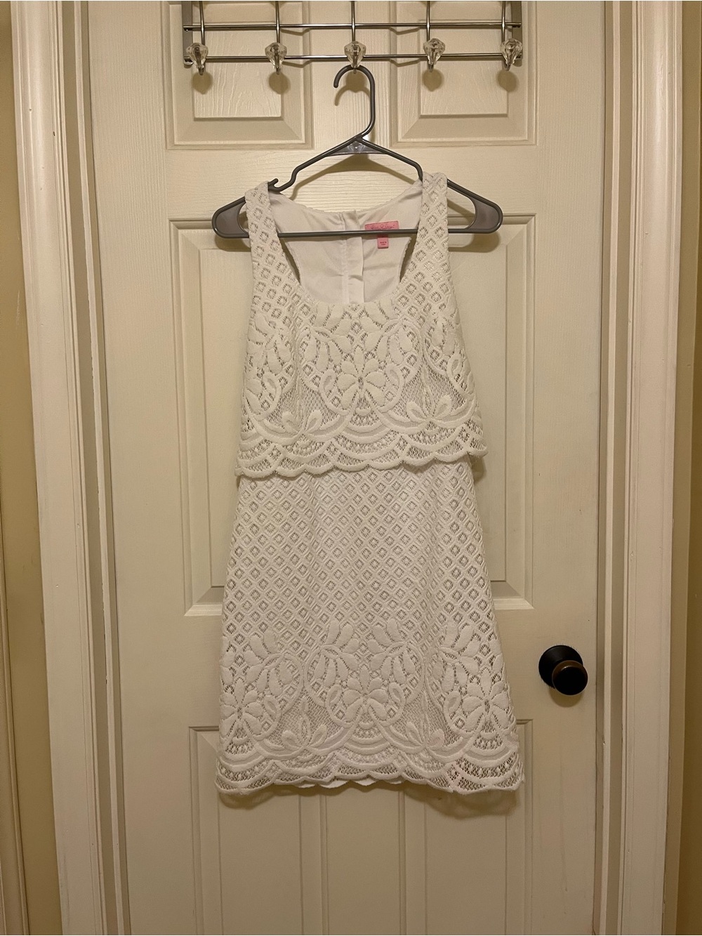 Lilly Pulitzer White Sleeveless Dress with Lace Trim